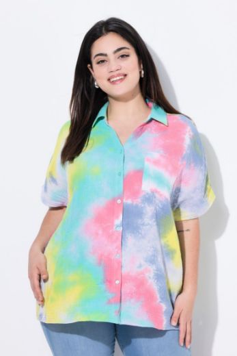 Plus size veliki brojevi Bluza kratkih rukava od muslina za punije