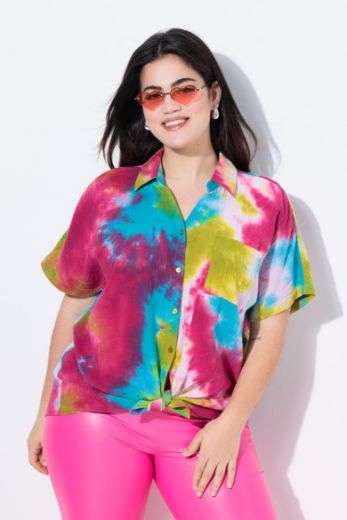 Plus size veliki brojevi Bluza kratkih rukava od muslina za punije