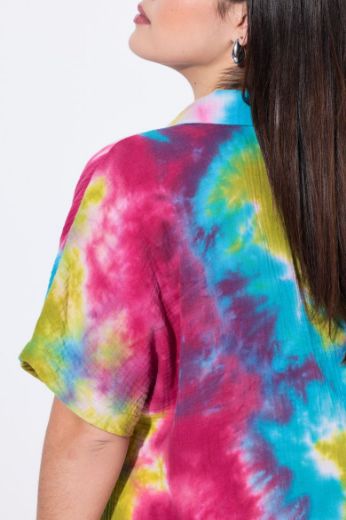 Plus size veliki brojevi Bluza kratkih rukava od muslina za punije