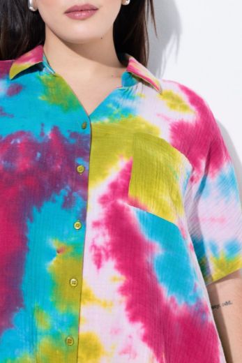 Plus size veliki brojevi Bluza kratkih rukava od muslina za punije