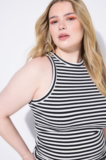 Plus size veliki brojevi Majica bez rukava na pruge za punije