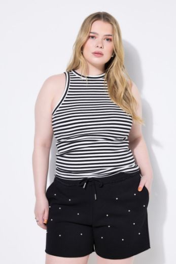 Plus size veliki brojevi Majica bez rukava na pruge za punije