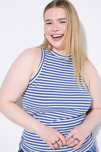 Plus size veliki brojevi Majica bez rukava na pruge za punije