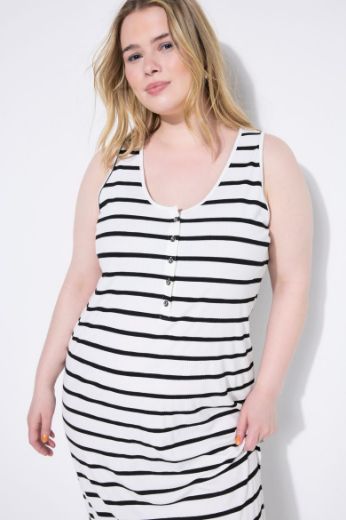 Plus size veliki brojevi Haljina midi bez rukava na pruge za punije