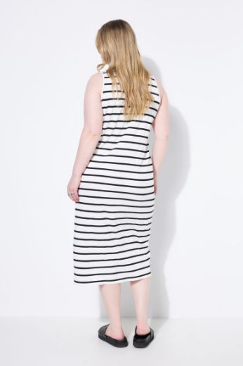 Plus size veliki brojevi Haljina midi bez rukava na pruge za punije