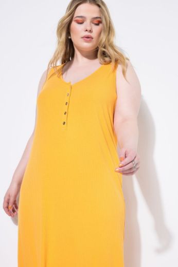 Plus size veliki brojevi Haljina midi bez rukava za punije