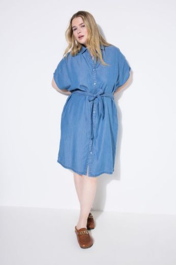 Plus size veliki brojevi Haljina kratkih rukava na kopčanje za punije