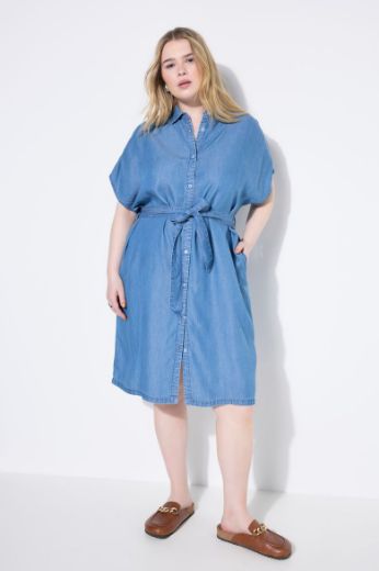 Plus size veliki brojevi Haljina kratkih rukava na kopčanje za punije