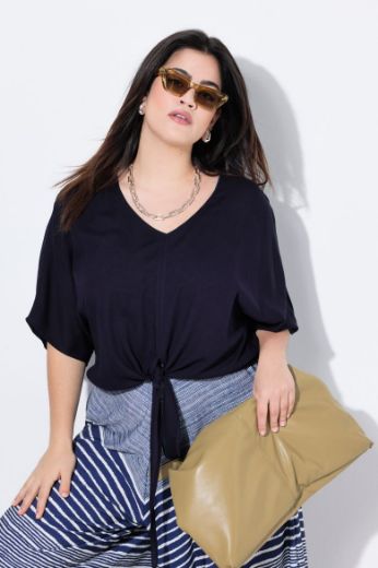 Plus size veliki brojevi Bluza kratkih rukava V ovratnika kraćeg kroja za punije