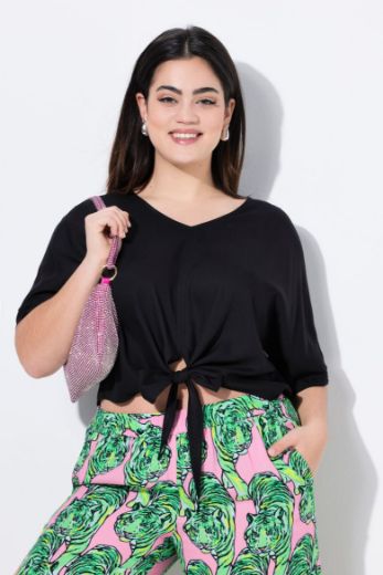 Plus size veliki brojevi Bluza kratkih rukava V ovratnika kraćeg kroja za punije