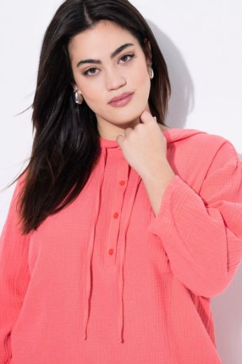 Plus size veliki brojevi Bluza od muslina s kapuljačom za punije