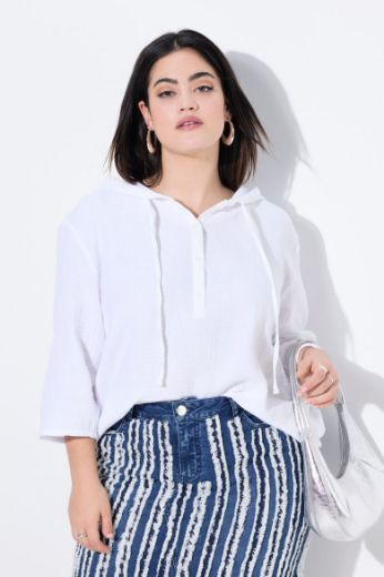 Plus size veliki brojevi Bluza od muslina s kapuljačom za punije