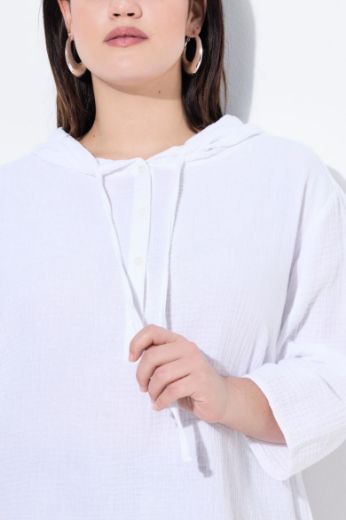 Plus size veliki brojevi Bluza od muslina s kapuljačom za punije