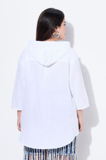 Plus size veliki brojevi Bluza od muslina s kapuljačom za punije