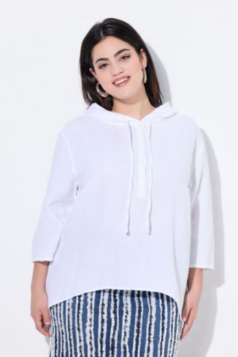 Plus size veliki brojevi Bluza od muslina s kapuljačom za punije