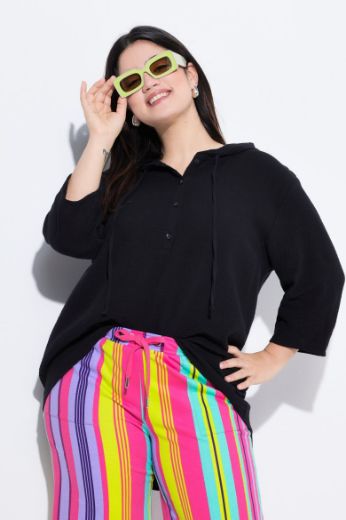 Plus size veliki brojevi Bluza od muslina s kapuljačom za punije