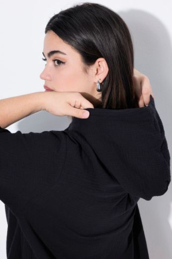 Plus size veliki brojevi Bluza od muslina s kapuljačom za punije