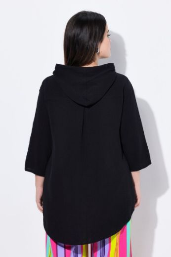 Plus size veliki brojevi Bluza od muslina s kapuljačom za punije