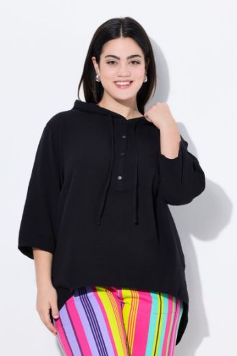 Plus size veliki brojevi Bluza od muslina s kapuljačom za punije