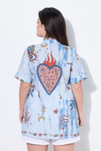 Plus size veliki brojevi Košulja kratkih rukava dužeg A kroja za punije