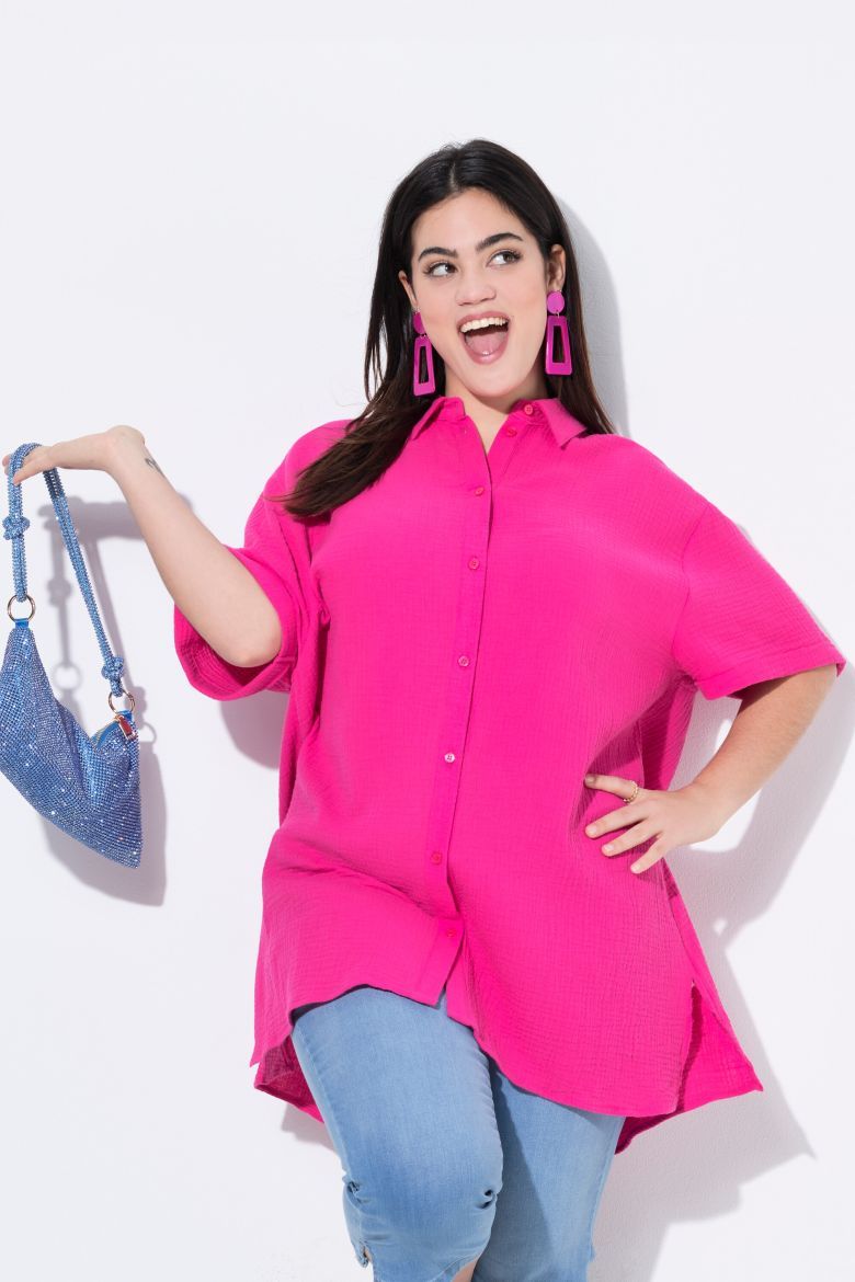 Plus size veliki brojevi Bluza kratkih rukava šireg kroja za punije