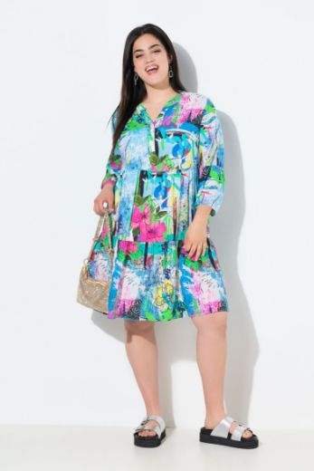 Plus size veliki brojevi Haljina 3/4 rukava A kroja na volane za punije