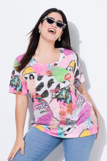 Plus size veliki brojevi Majica kratkih rukava okruglog ovratnika za punije