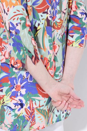 Plus size veliki brojevi Bluza 3/4 rukava od mješavine lana za punije