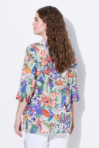 Plus size veliki brojevi Bluza 3/4 rukava od mješavine lana za punije