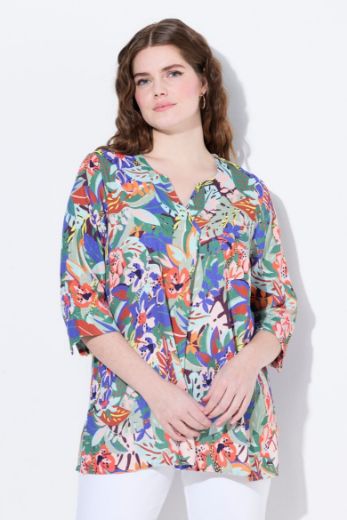 Plus size veliki brojevi Bluza 3/4 rukava od mješavine lana za punije