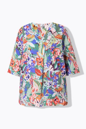 Plus size veliki brojevi Bluza 3/4 rukava od mješavine lana za punije