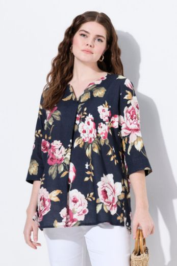 Plus size veliki brojevi Bluza 3/4 rukava od mješavine lana za punije