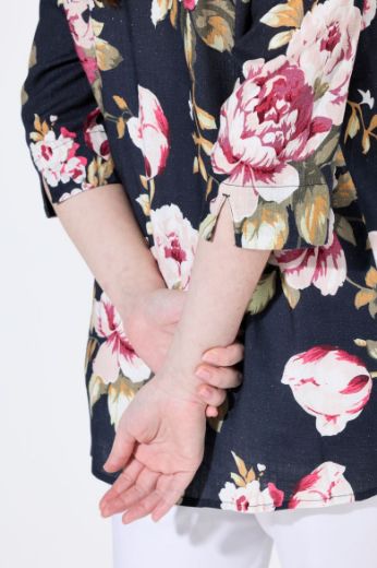 Plus size veliki brojevi Bluza 3/4 rukava od mješavine lana za punije
