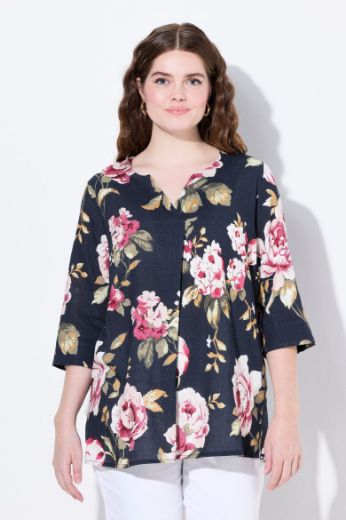 Plus size veliki brojevi Bluza 3/4 rukava od mješavine lana za punije