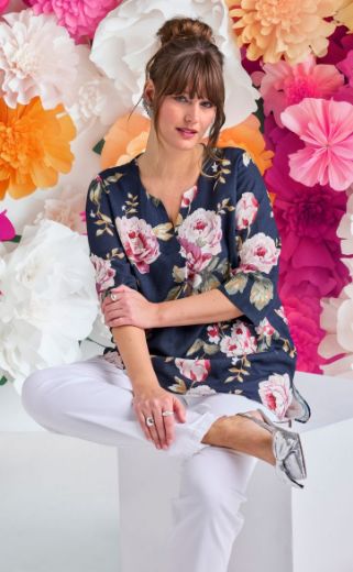Plus size veliki brojevi Bluza 3/4 rukava od mješavine lana za punije