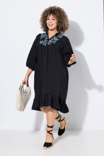 Plus size veliki brojevi Haljina 3/4 rukava od muslina za punije