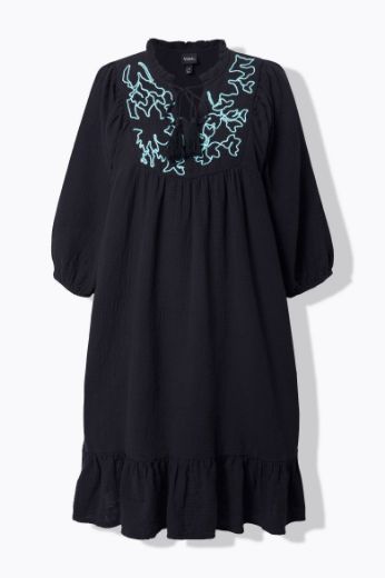 Plus size veliki brojevi Haljina 3/4 rukava od muslina za punije