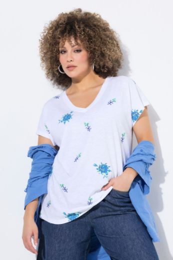 Plus size veliki brojevi Majica kratkih rukava V ovratnika za punije