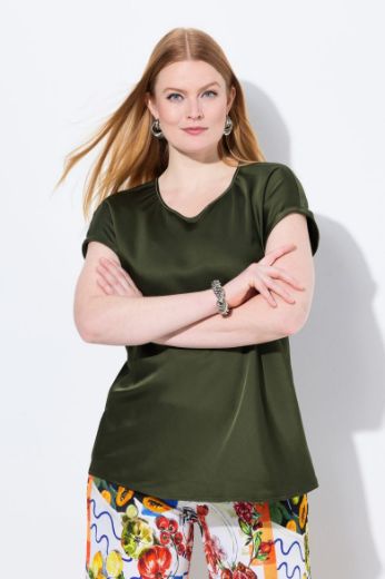 Plus size veliki brojevi Bluza kratkih rukava okruglog ovratnika za punije