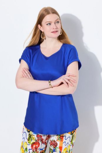 Plus size veliki brojevi Bluza kratkih rukava okruglog ovratnika za punije