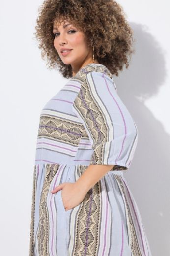 Plus size veliki brojevi Haljina midi 3/4 rukava V ovratnika za punije