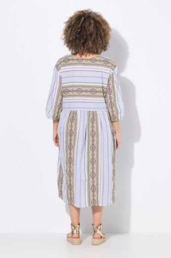 Plus size veliki brojevi Haljina midi 3/4 rukava V ovratnika za punije