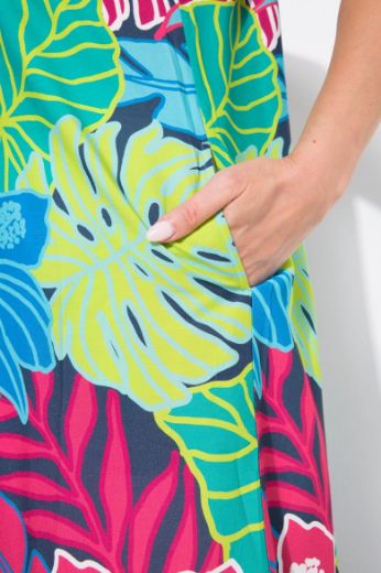 Plus size veliki brojevi Haljia midi kratkih rukava na kopčanje za punije