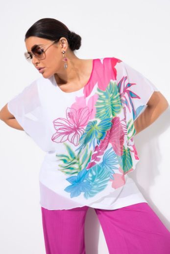 Plus size veliki brojevi Tunika kratkih rukava cvjetnog uzorka za punije