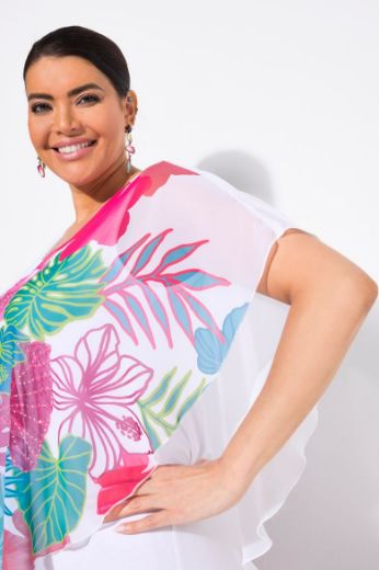 Plus size veliki brojevi Tunika kratkih rukava cvjetnog uzorka za punije