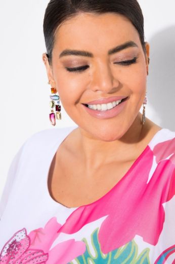 Plus size veliki brojevi Tunika kratkih rukava cvjetnog uzorka za punije