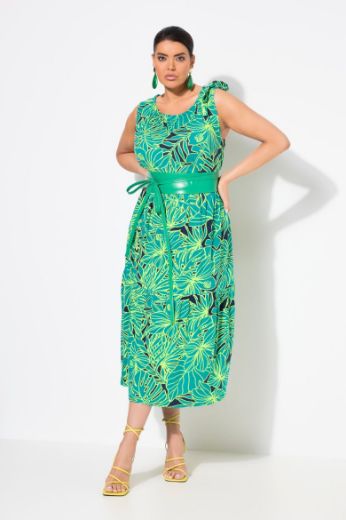 Plus size veliki brojevi Haljina midi bez rukava okruglog ovratnika za punije