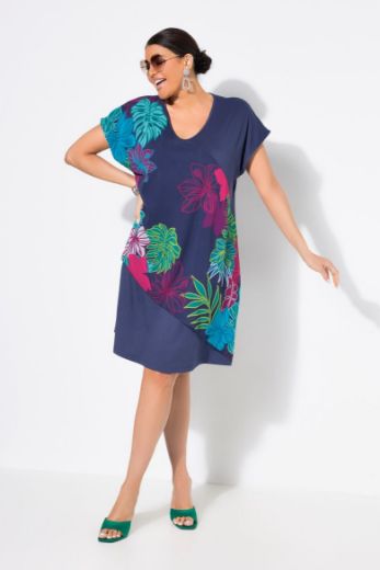 Plus size veliki brojevi Haljina midi kratkih rukava V ovratnika za punije