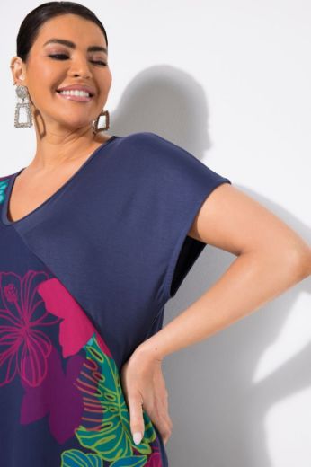 Plus size veliki brojevi Haljina midi kratkih rukava V ovratnika za punije
