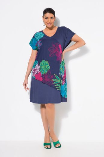 Plus size veliki brojevi Haljina midi kratkih rukava V ovratnika za punije